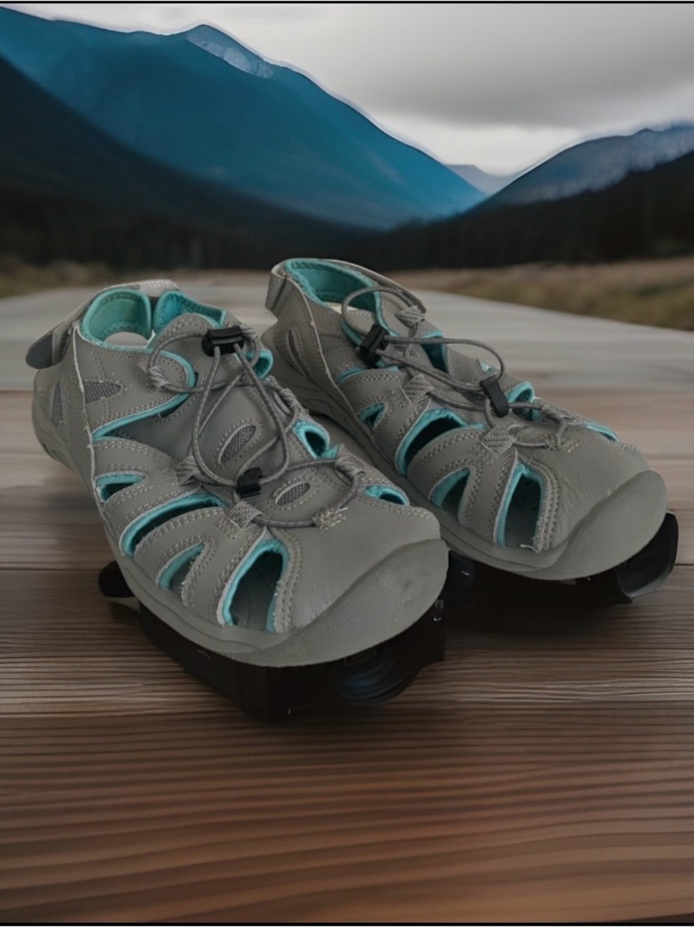 Eddie Bauer MARY WOMEN WATERPROOF SPORT SANDALS SHOES size 9 GRAY TEAL EUC